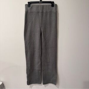 ASOS design green high waisted sweater knit straight leg split hem pants